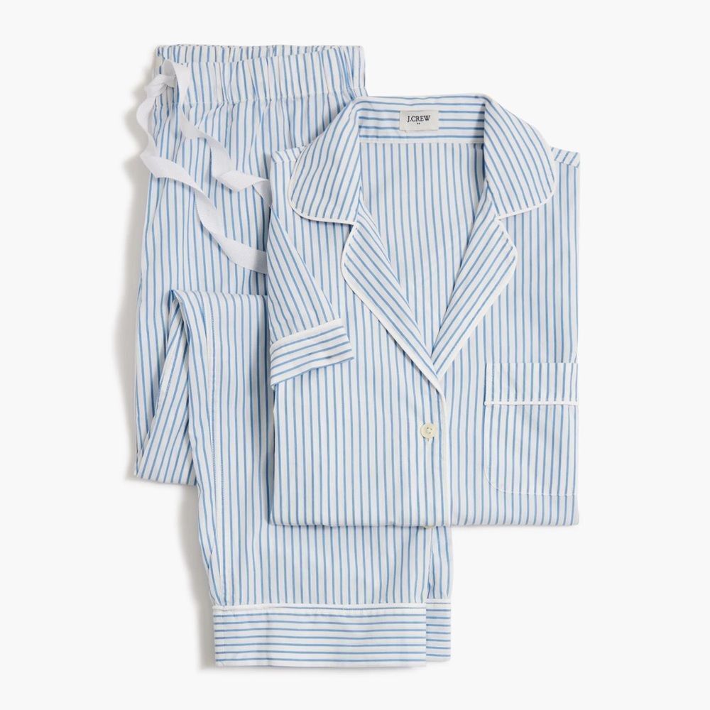 J.Crew Short-sleeve pajama set with cropped pant blue/white striped size XXL NWT